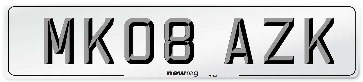 MK08 AZK Number Plate from New Reg